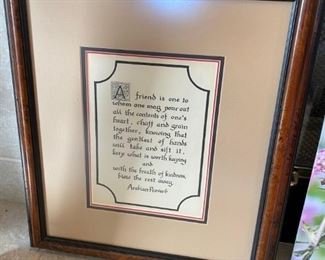$ 20.00 - "A Friend", Arabian Proverb Quote - Matted and Framed