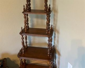 Vintage Mahogany 5-Tiered Spindle Shelf- 52" to top tip