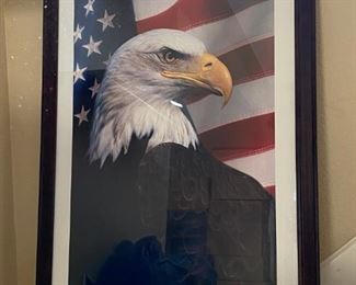 $ 42.00 - Framed Eagle Poster w/ J F Kennedy Quote  24" x 36" 