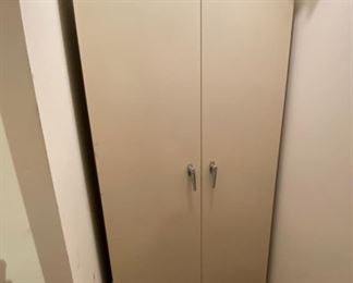 $ 90.00 - Metal Storage Cabinet - 72"T x 36"W x 19"D. Contents included if you want them. Unknown condition of contents. Some are full... some are near empty.