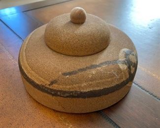 SOLD - Pipe Tobacco Stoneware with Lid 