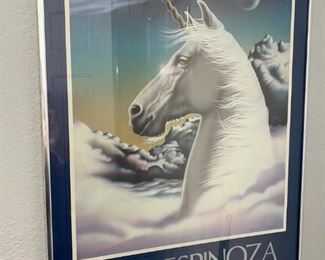 $ 24.00 - 90’s silver framed unicorn print Raul Espinoza,Fantasy - 18"x 24"