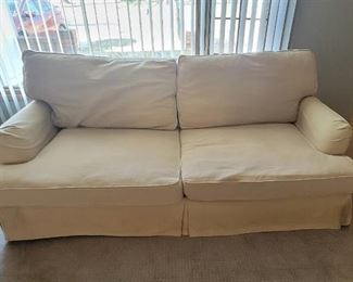 84" Lexington Sofa, Creme Colored (has removable covers and down cushions) Matches lots 358 and 359