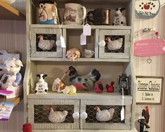 Shelf, chicken collectibles