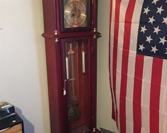 Grandfather clock, US flag