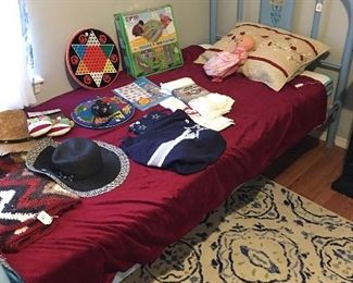 Twin metal bed, games