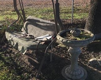 Swing, bird bath
