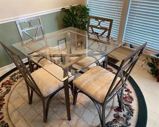 Metal and glass kitchen table with 4 chairs
