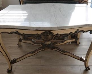 Antique Italian Marble Top Salon Table 