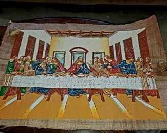 The Last Supper hand painted on linen paper. Made in Egypt