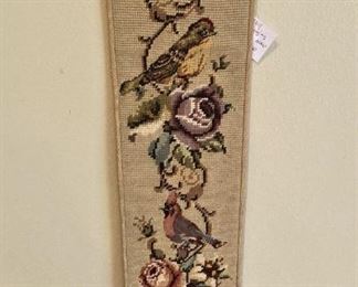 Bird needlepoint bell pull