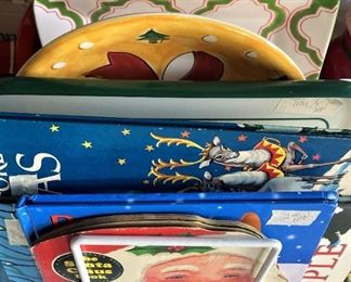 Christmas books and plates