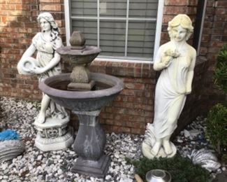 Statues sold  and fountain available 