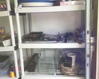 Garage shelves with miscellaneous 