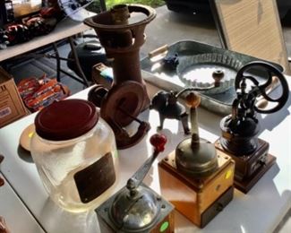 Old kitchen gadgets, coffee grinders etc