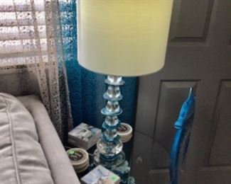 Agate slice and glass lampsx2