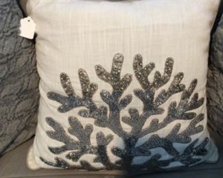 Beaded coral pillow
