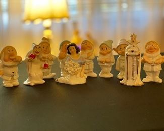 Disney Lenox Salt Pepper Shakers Snow White 7 Dwarfs Evil Queen Old Hag 10 Set