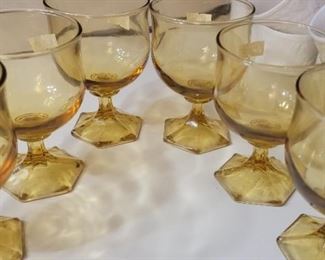 Vintage Amber Drinking Glasses