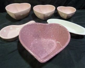 Pink & White Polka Dot Dish Set