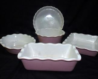 Set of 5 Pink Garden Ridge Baking Dishes