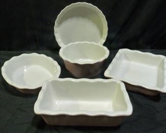 Set of 5 Pink Garden Ridge Baking Dishes