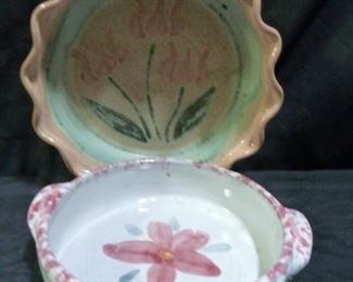 Pottery Pie Dish & Redware Casserole Dish