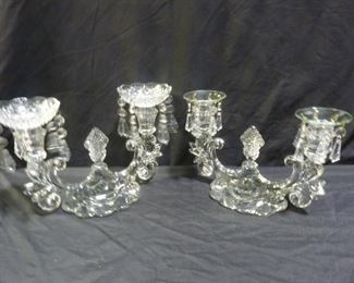 2 Vintage Glass Candelabras