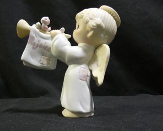Precious Moments Angel With Trumpet & Bird