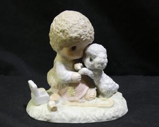 Precious Moments Boy Helping Lamb