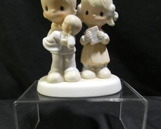 Precious Moments Boy Holding Baby & Girl Holding