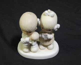 Precious Moments Boy Holding Baby & Girl Holding