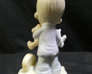 Precious Moments Boy Holding Cat & Dog