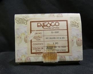 Precious Moments Boy Holding Cat & Dog