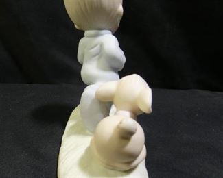 Precious Moments Boy Jogging with Dog