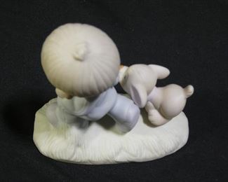 Precious Moments Boy Jogging with Dog