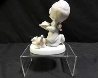 Precious Moments Girl Carrying Christmas Pie & Dog