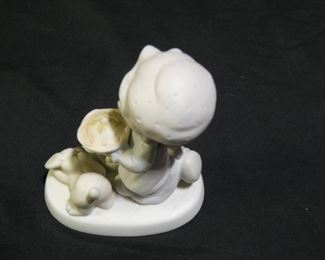 Precious Moments Girl Carrying Christmas Pie & Dog