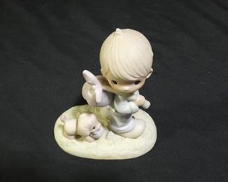 Precious Moments Boy w/ Napsack on Stick