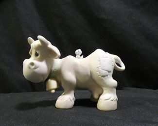 Precious Moments Cow Fig with Bell & Blue Bird