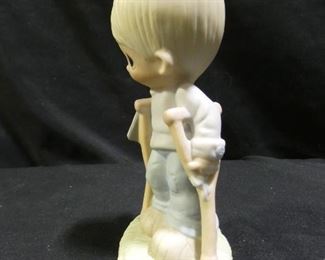 Precious Moments Boy w/ Bible on Crutches