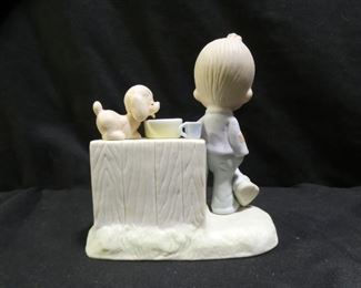 Precious Moments Boy & Dog at Lemonade Stand