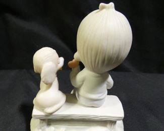 Precious Moments Boy on Bench w/dog