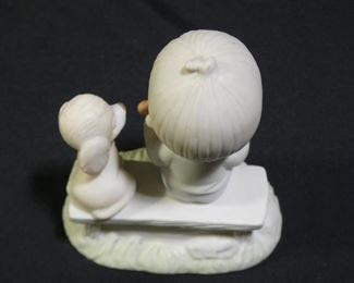 Precious Moments Boy on Bench w/dog