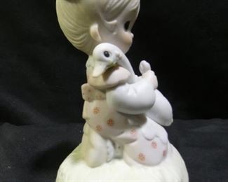 Precious Moments Girl with Goose in Lap Figurine