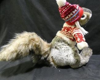 Hand Puppet Squirrel with Christmas Sweater & Hat