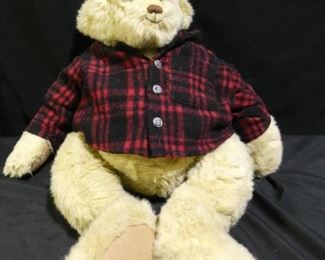 Large Eddie Bauer Teddy Bear In Plaid Jacket