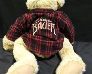 Large Eddie Bauer Teddy Bear In Plaid Jacket