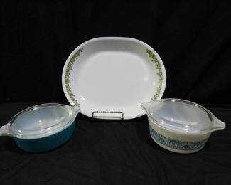 Cornell Platter & Pyrex Covered Casseroles