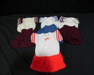 4 New Handmade Knit Doll Skirts & Sweaters